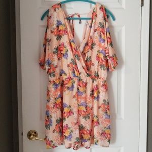 Pink floral romper